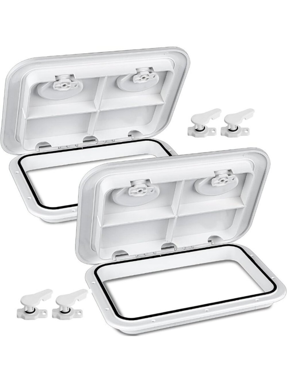 Marine Access Hatch 17.3”x12.4” Rectangle Boat Deck Lid - Durable Black/White